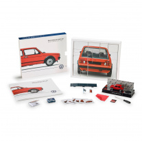 VW originální kalendář Golf 1 GTI model auta 1:43 červený (se zvukem motoru)